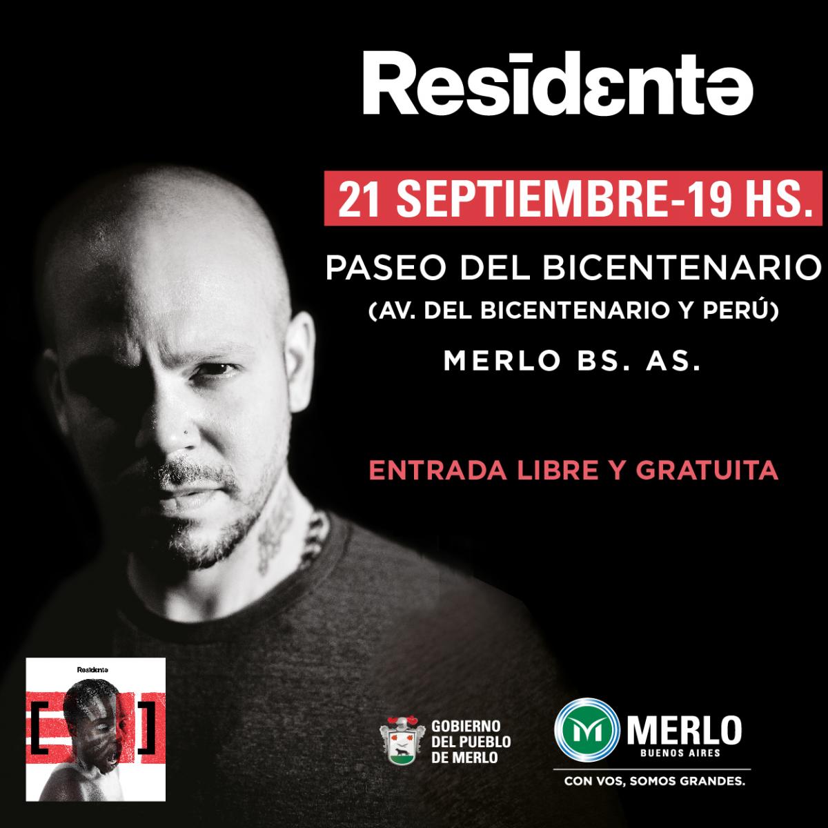 Residente actuará gratis en Merlo para el Día de la Primavera