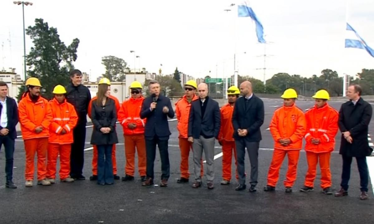 El chiste de Macri a Insaurralde en la inauguración del puente La Noria