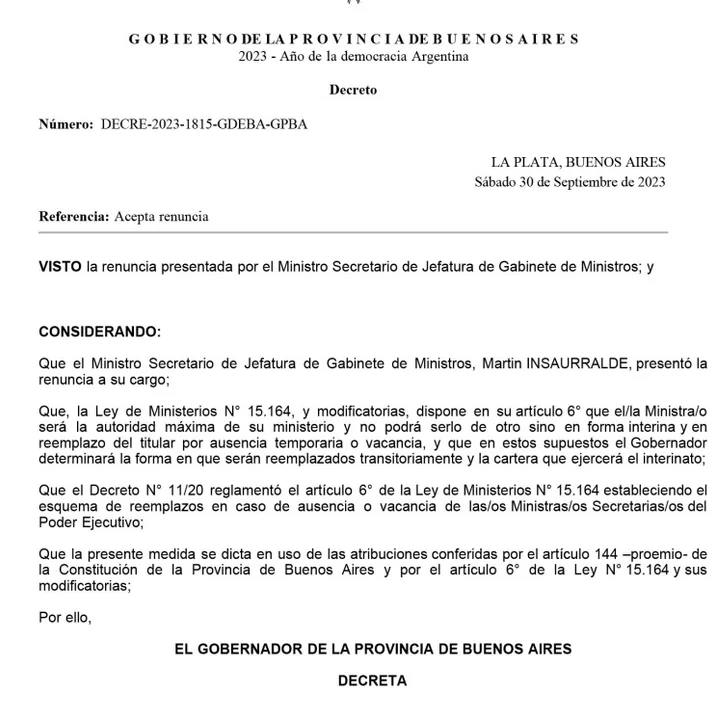 Renunció Martín Insaurralde a la jefatura de Gabinete: "No quiero que se me utilice"